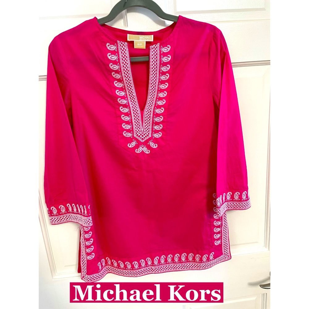 Michael Kors Pink‎ Embroidered Tunic Sz SP